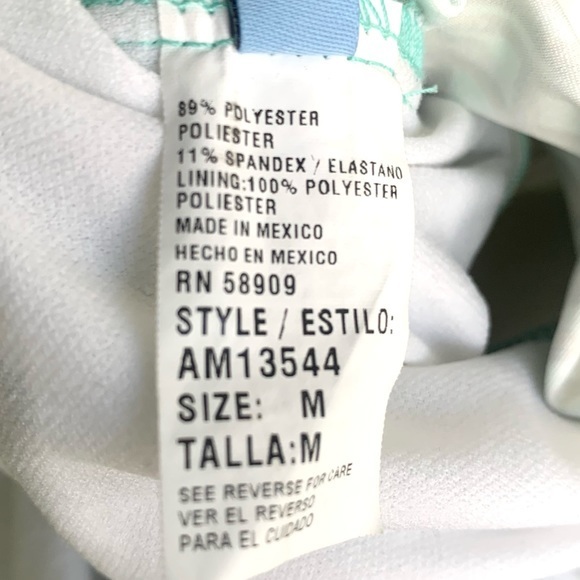 Antonio Melani Tankini Swimsuit top, sea foam green with gold lattice pattern. M - Picture 6 of 10